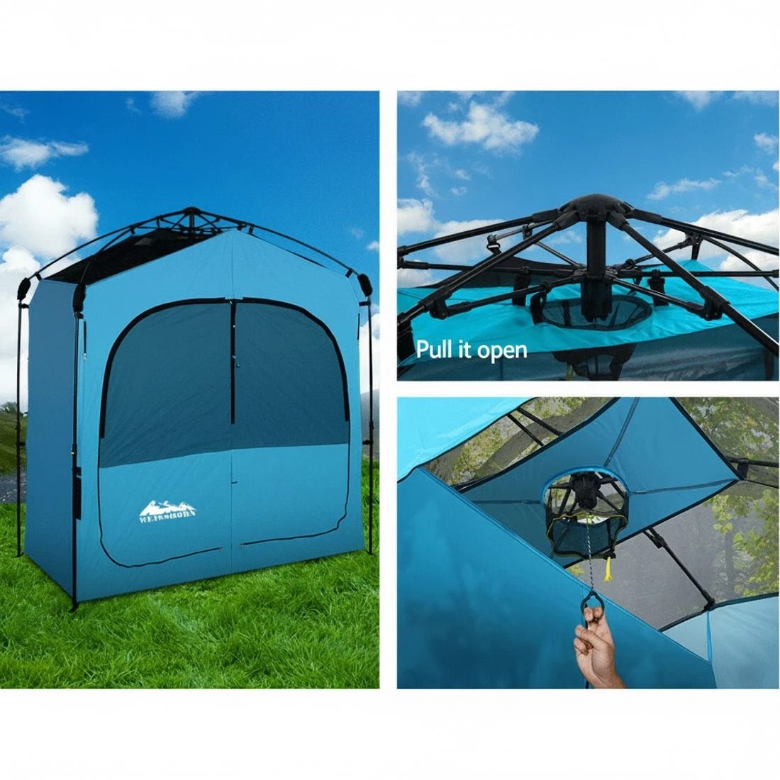 6 Weisshorn Double Camping Shower Toilet Tent Outdoor Fast Set Up Change - Blue, 6 of 6