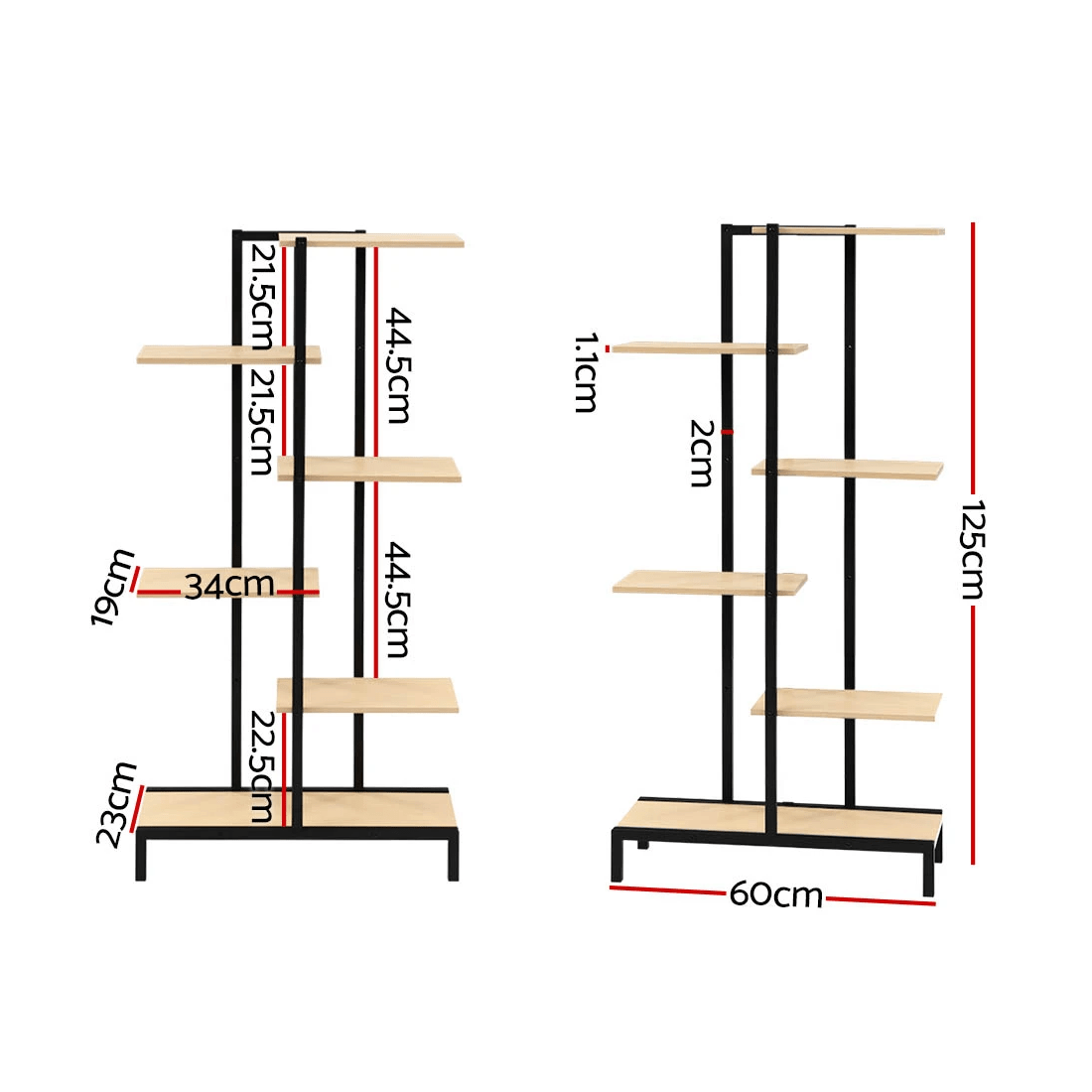 2 Artiss Plant Stand 6 Tier Metal Zigzag Flower Pot Shelf - Multi, 2 of 6
