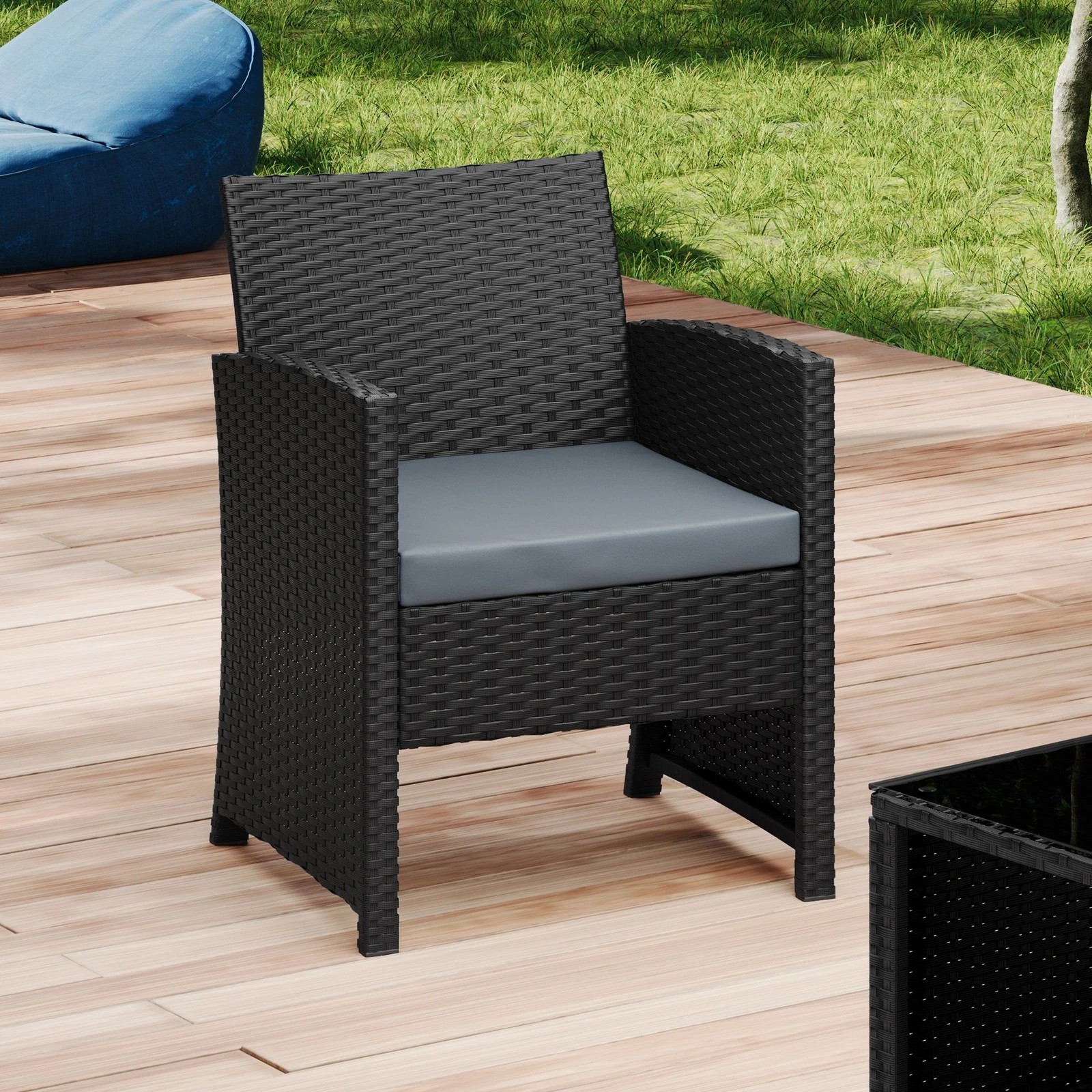 5 Alfordson Outdoor Furniture 4PCS Garden Patio Chairs Table Set Wicker - Black, 5 of 10