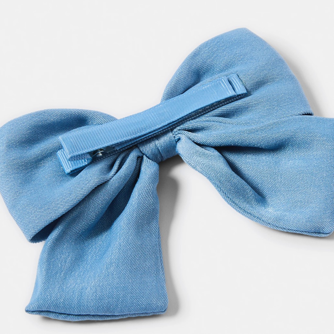 4 Blue Chambray Bow Hair Clip, 4 of 5