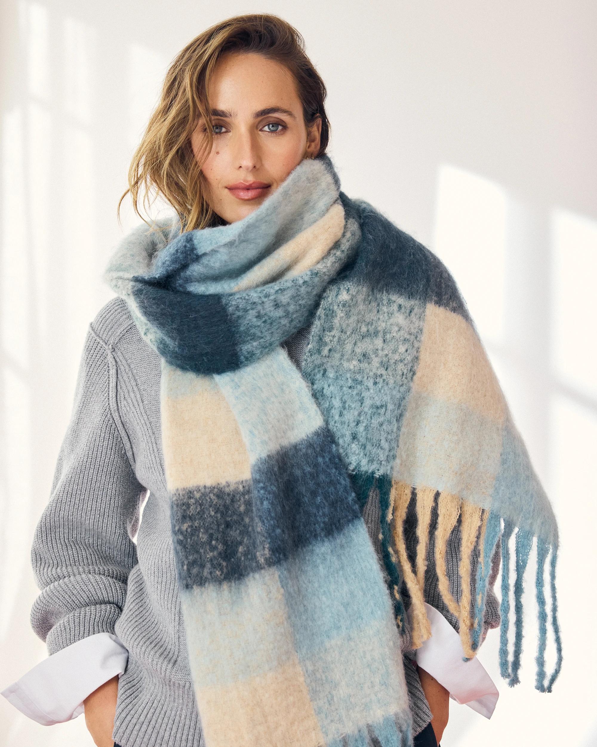 5 Target Woman Brushed Check Scarf TEAL, 5 of 5
