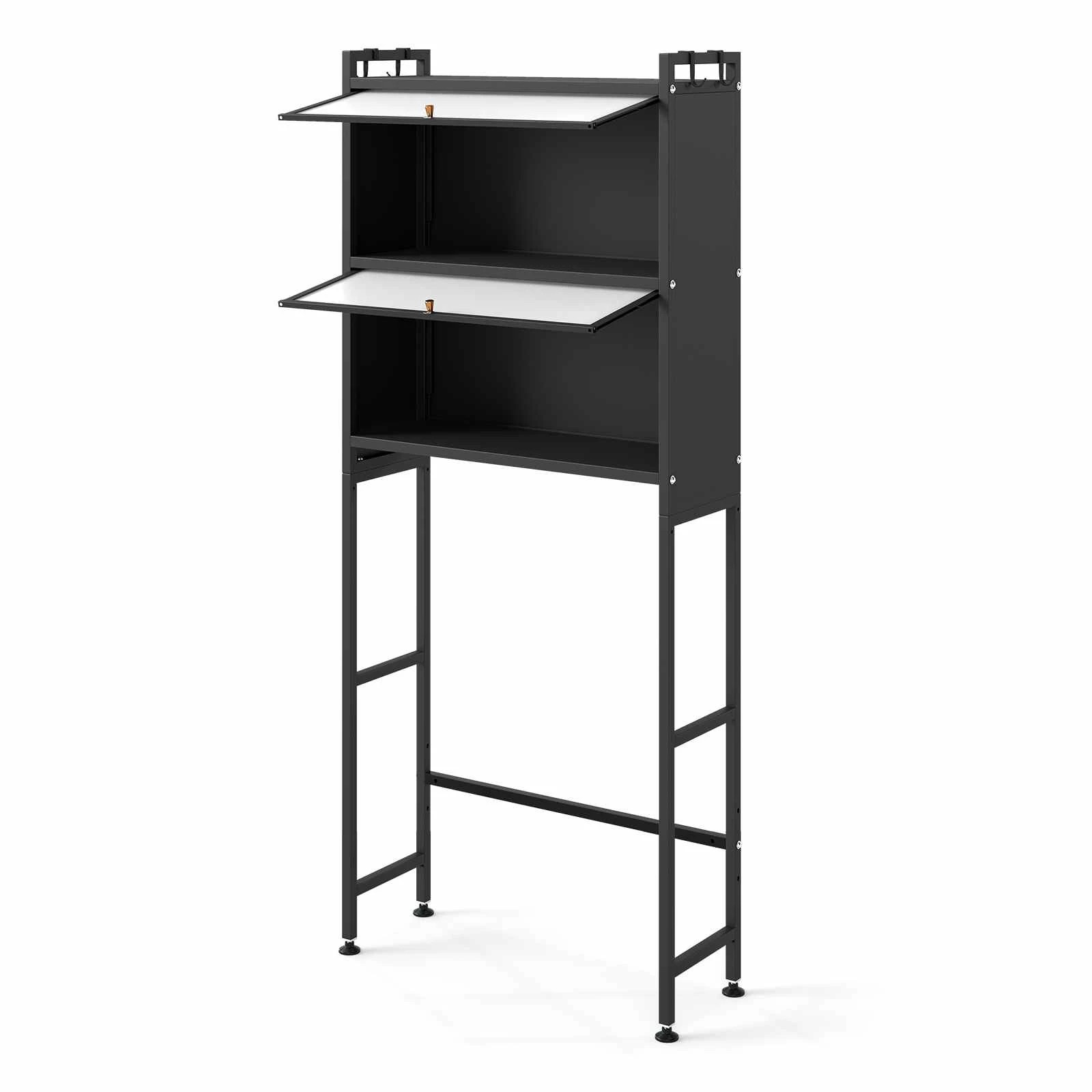 1 Costway Over Toilet Cabinet Flip-up Bathroom Storage Organizer Space-saving Laundry - Black, 1 of 5