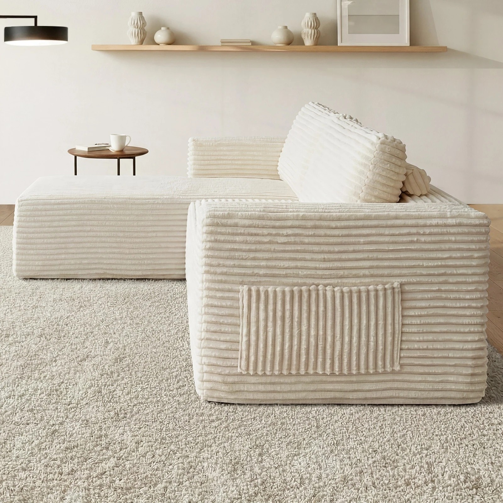 5 Oikiture Modular L Shape Compressed Sofa Couch Chaise Lounge - Beige, 5 of 9