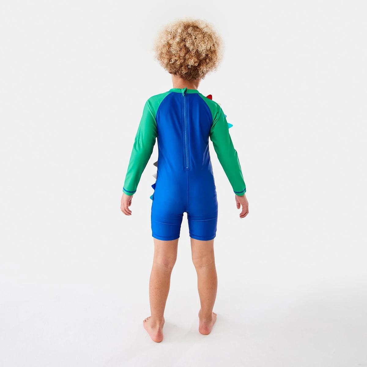 8 Long Sleeve Novelty Swimsuit Blue Croc, 8 of 10