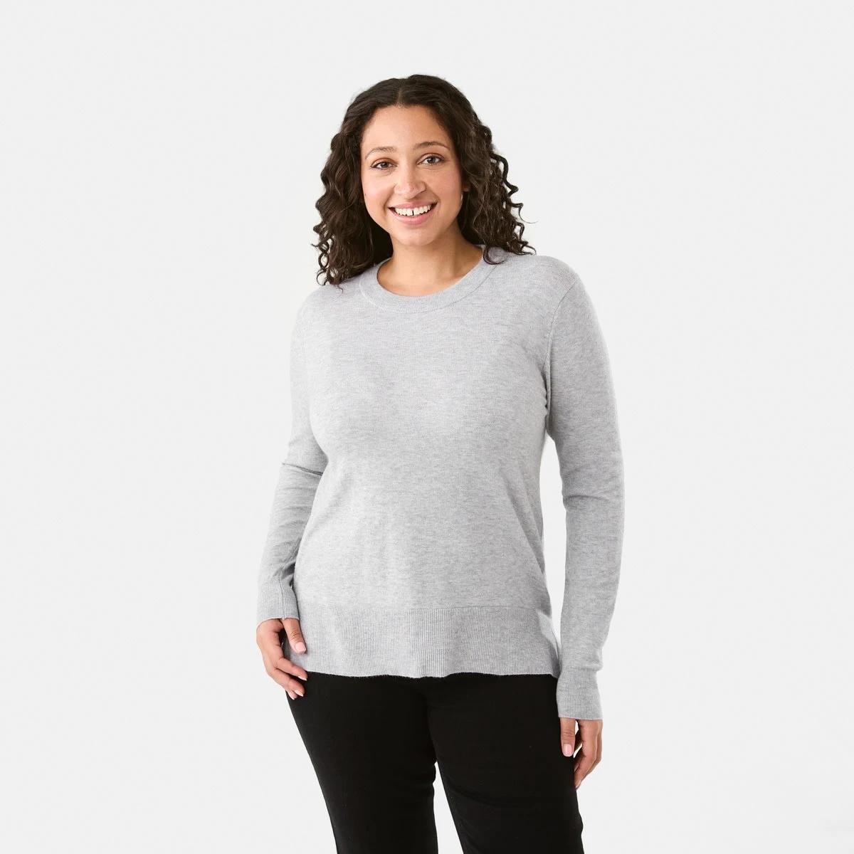 1 Crew Neck Lightweight Jumper Grey Marle, 1 of 7