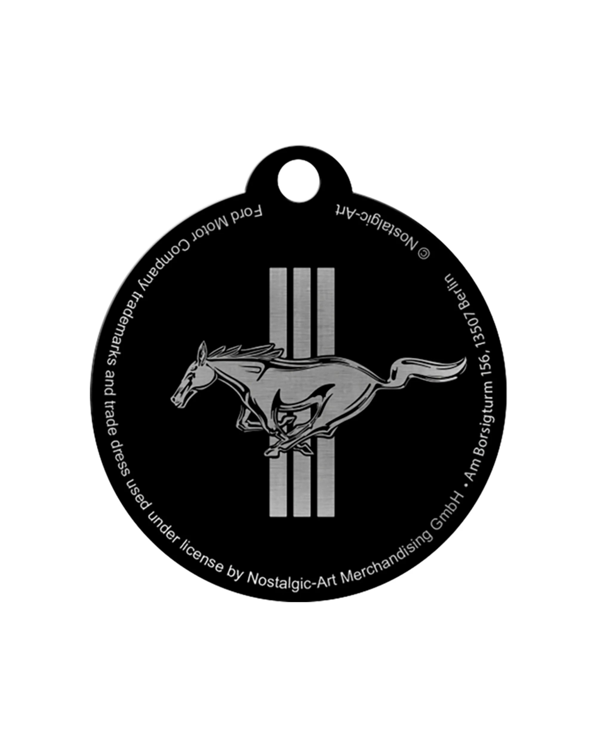 5 Nostalgic-Art Metal Round Keyring Ford Mustang Horse and Stripes Logo - Multi, 5 of 5