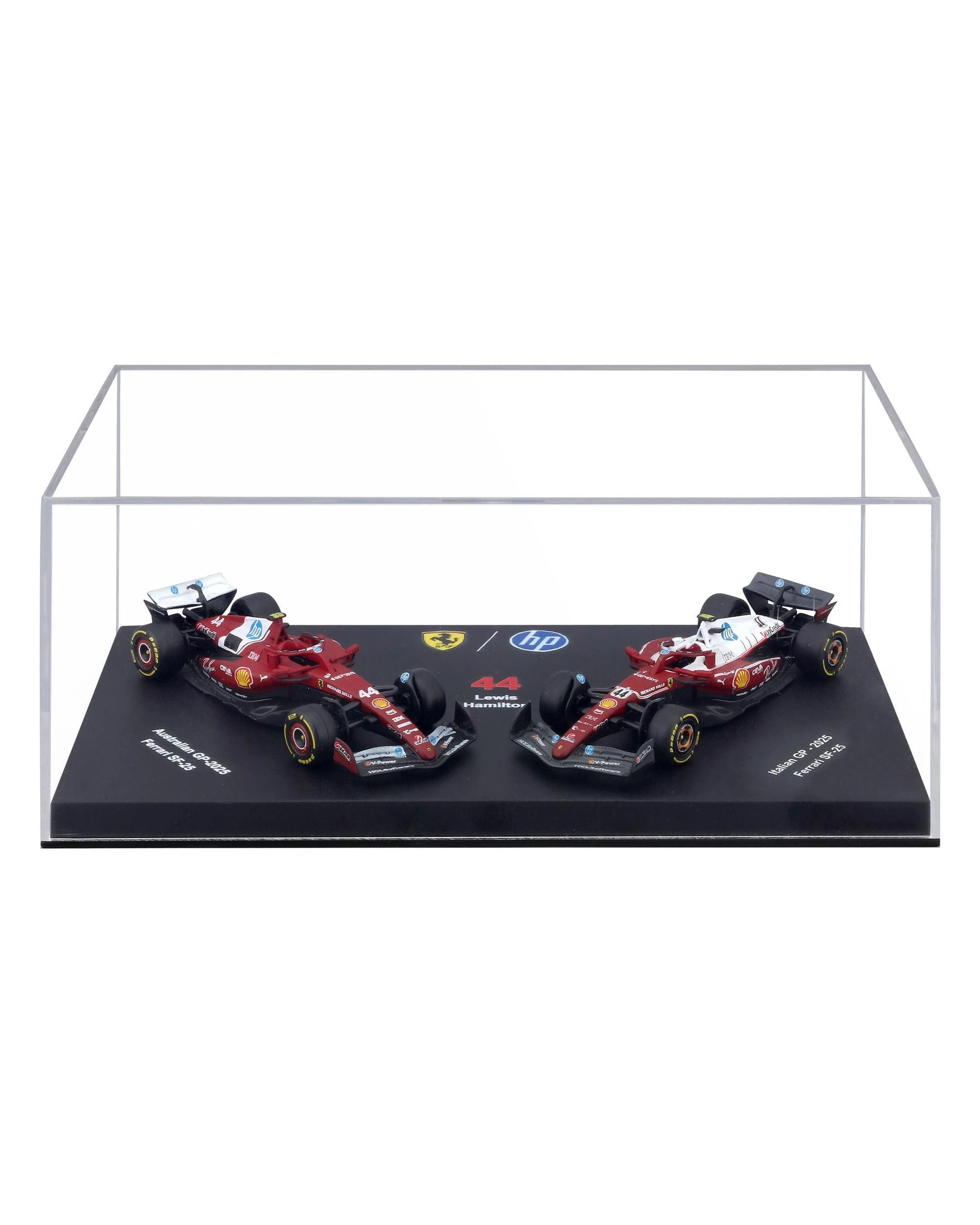 2 Bburago F1 2025 Ferrari SF25 #44 Hamilton in Showcase 1:64 Diecast Vehicle 2pk, 2 of 6