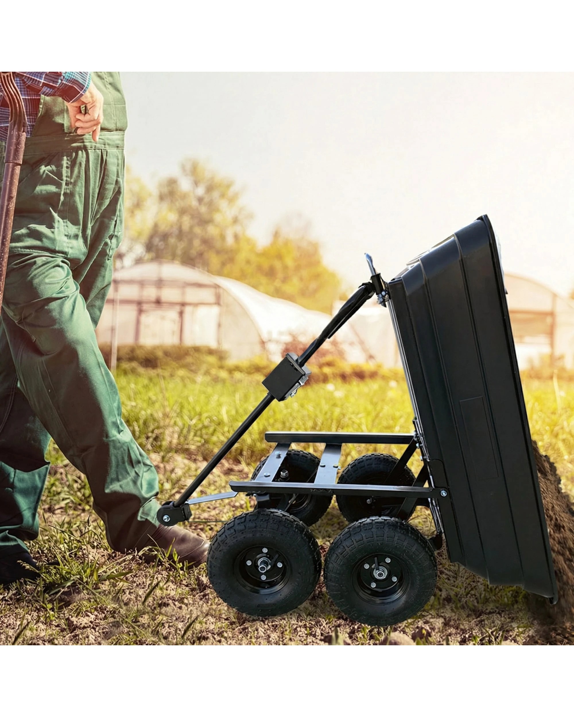 Kartrite Garden Dump Cart Dumper Wagon Carrier Wheel Barrow 125L ...