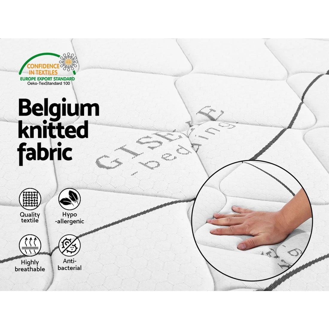 6 Giselle Bedding 16cm Mattress Medium Firm King Single Comfort Support Breathable Pressure Relief Hypoallergenic - Grey, 6 of 7