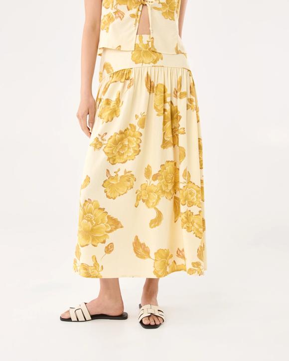 Textured Yoke Maxi Skirt