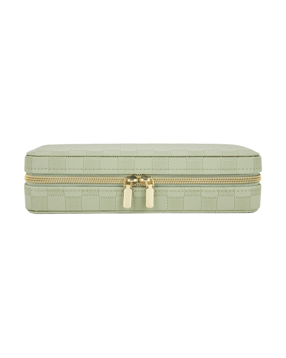 Sage Check Large Zip Jewellery Case