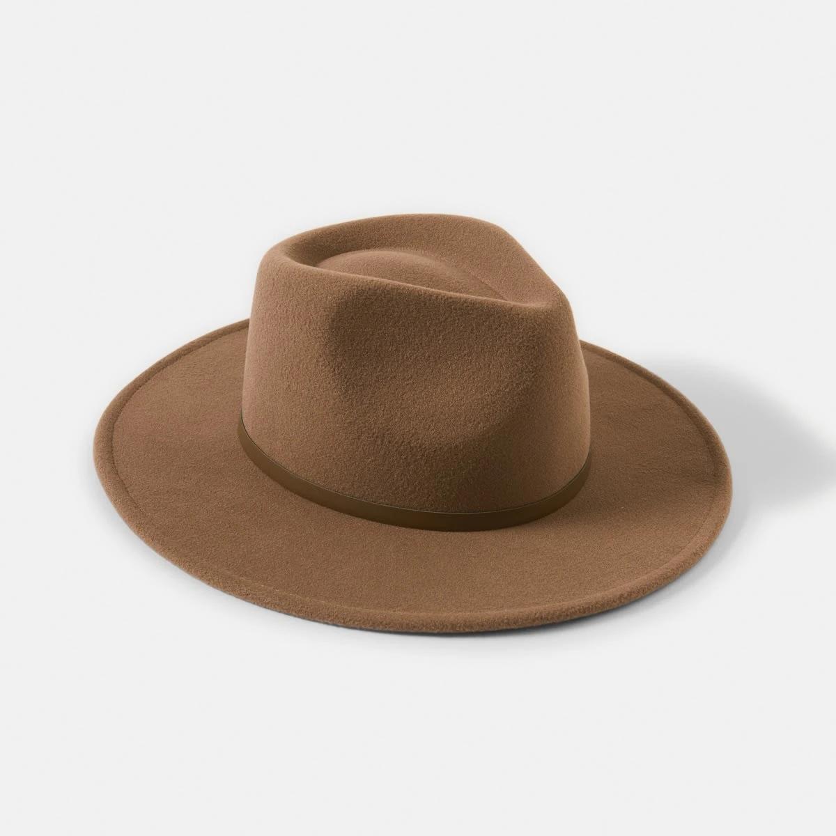 1 Metal Trim Fedora Hat Chocolate, 1 of 5
