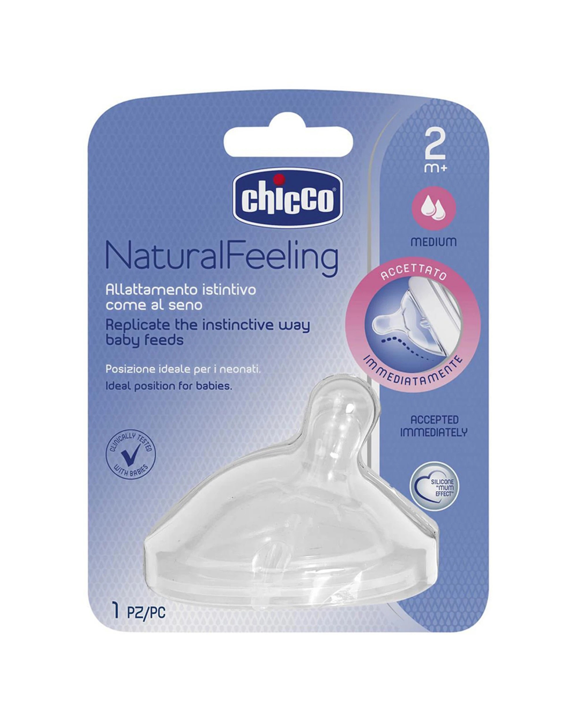 2 Chicco 3pc Nursing Baby NaturalFeeling Medium Flow Silicone Teat Feeding - Multi, 2 of 2