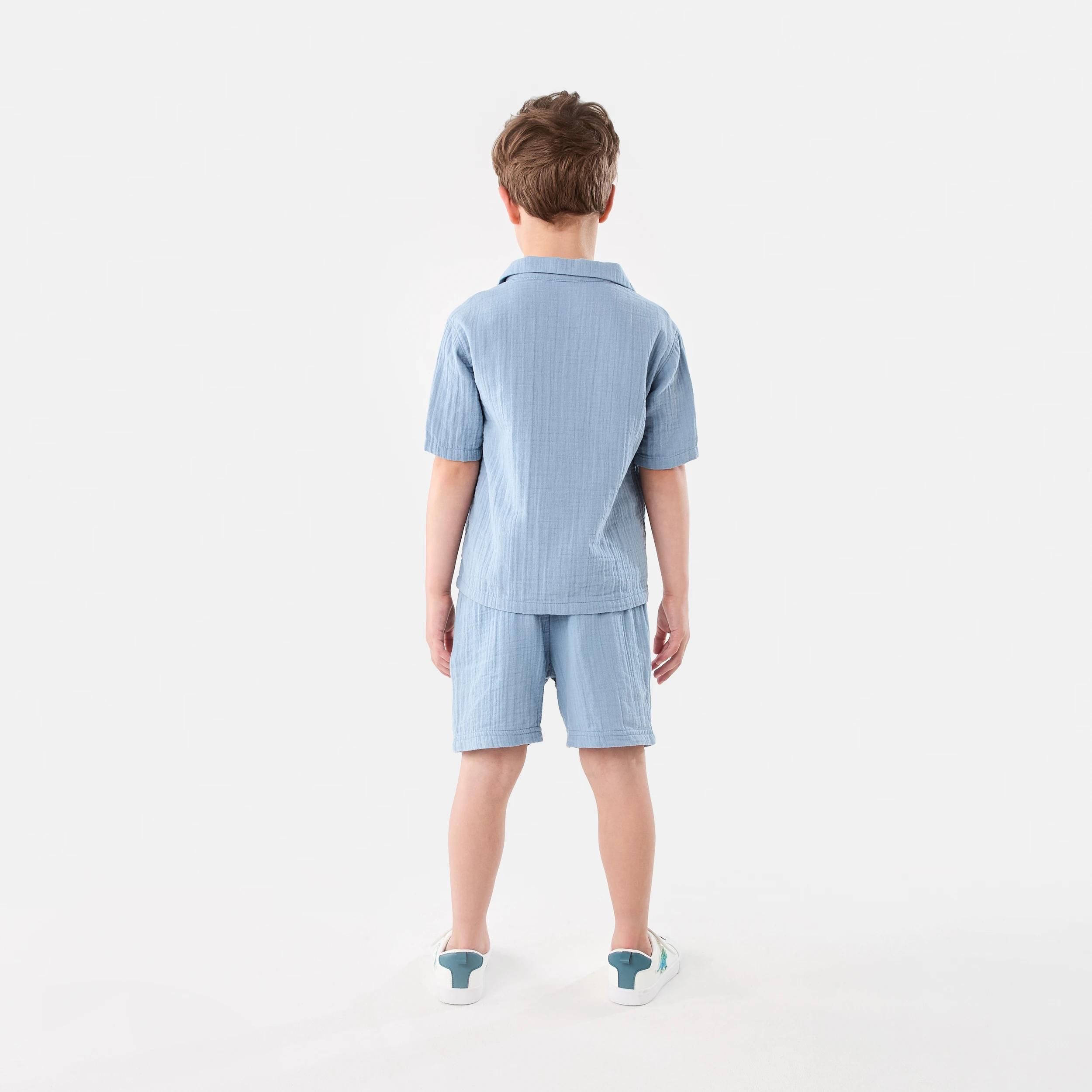 7 Short Sleeve Double Cloth Shirt FADED DENIM, 7 of 7