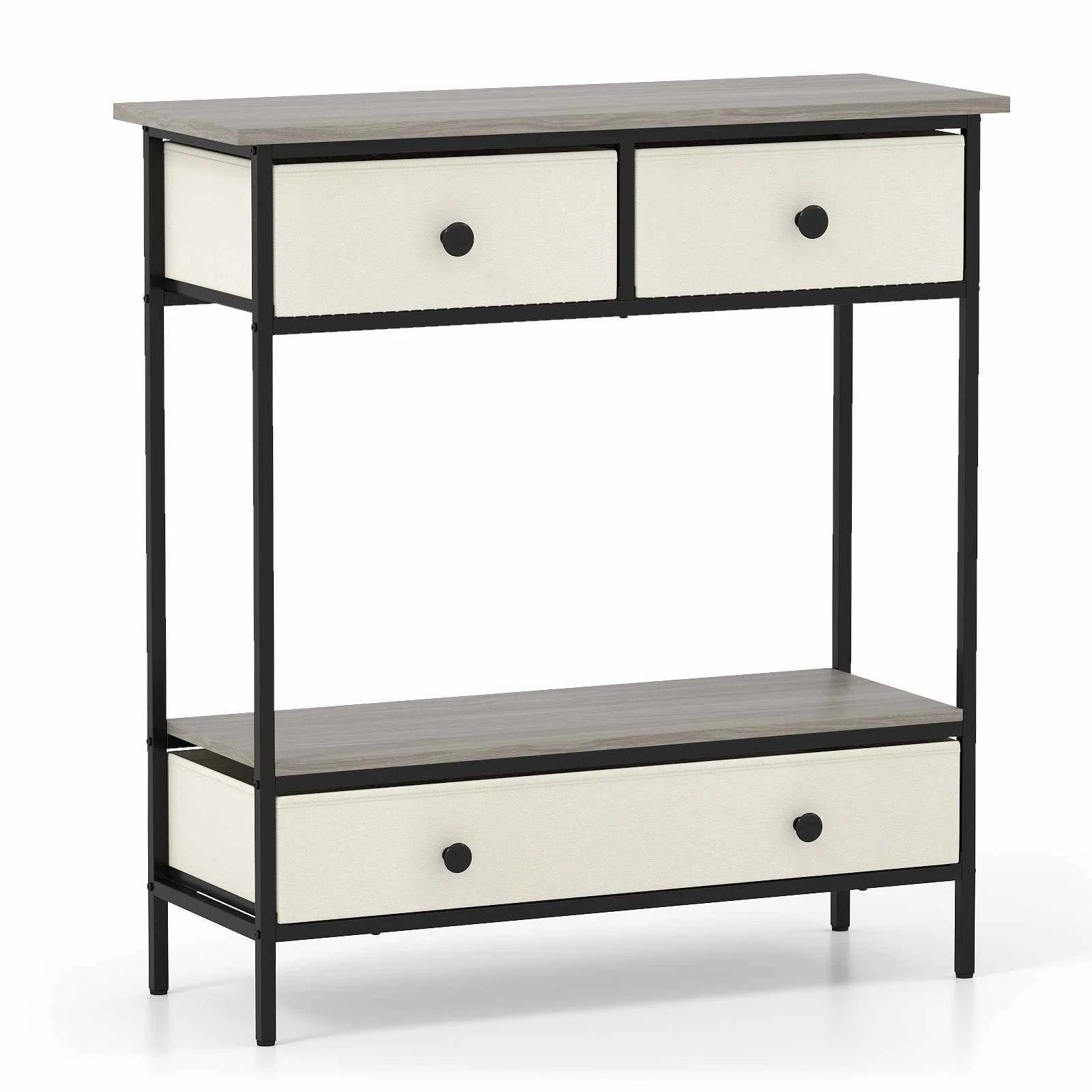 1 Costway Hallway Console Table w/Drawers Narrow Entryway Table - Grey, 1 of 5