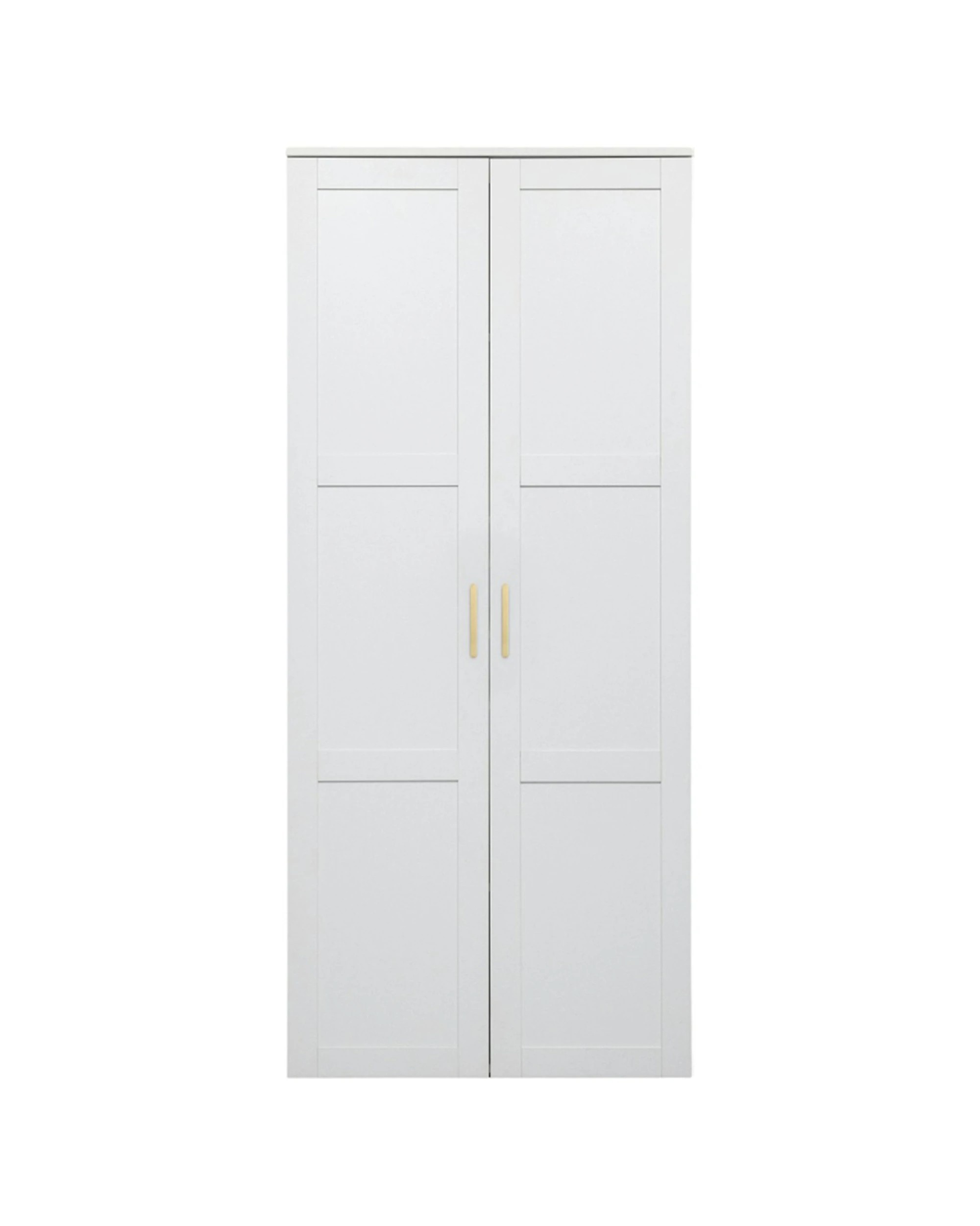 1 European Cabinetry Stockholm Storage Cupboard Hamptons Scandi Brass Handle - White, 1 of 3