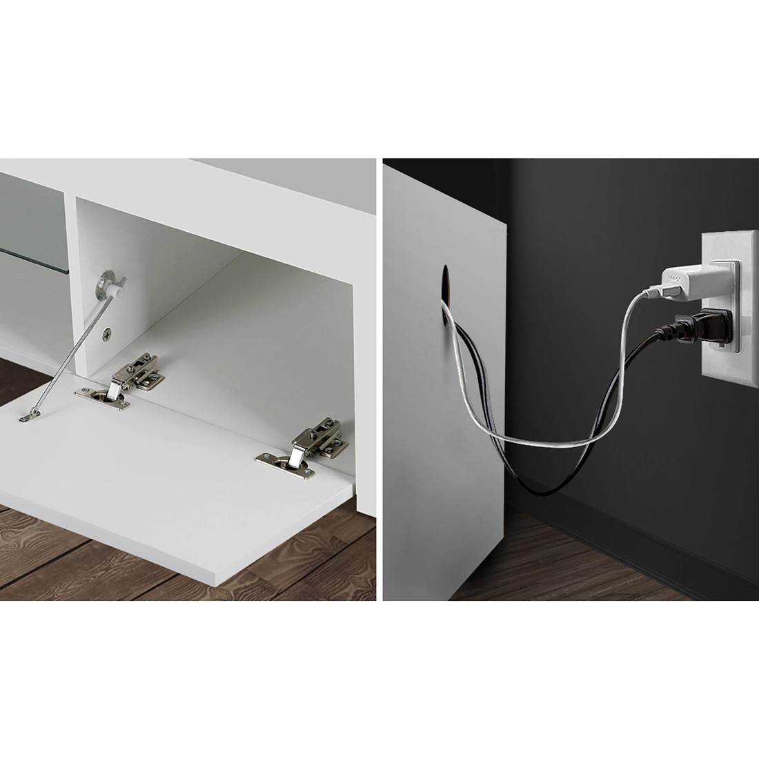 7 Oikiture Tv Cabinet Entertainment Unit Stand Rgb Led Hight Gloss 130cm
 - White, 7 of 10