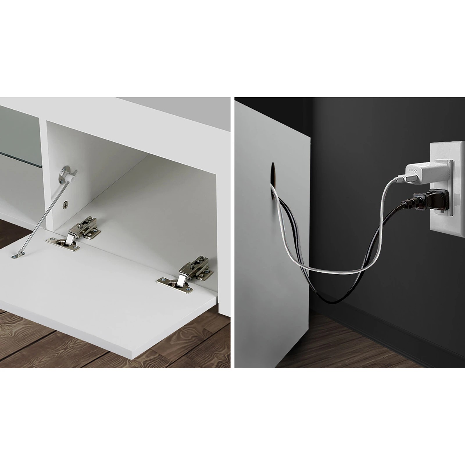 7 Oikiture Tv Cabinet Entertainment Unit Stand Rgb Led Hight Gloss 130cm
 - White, 7 of 9