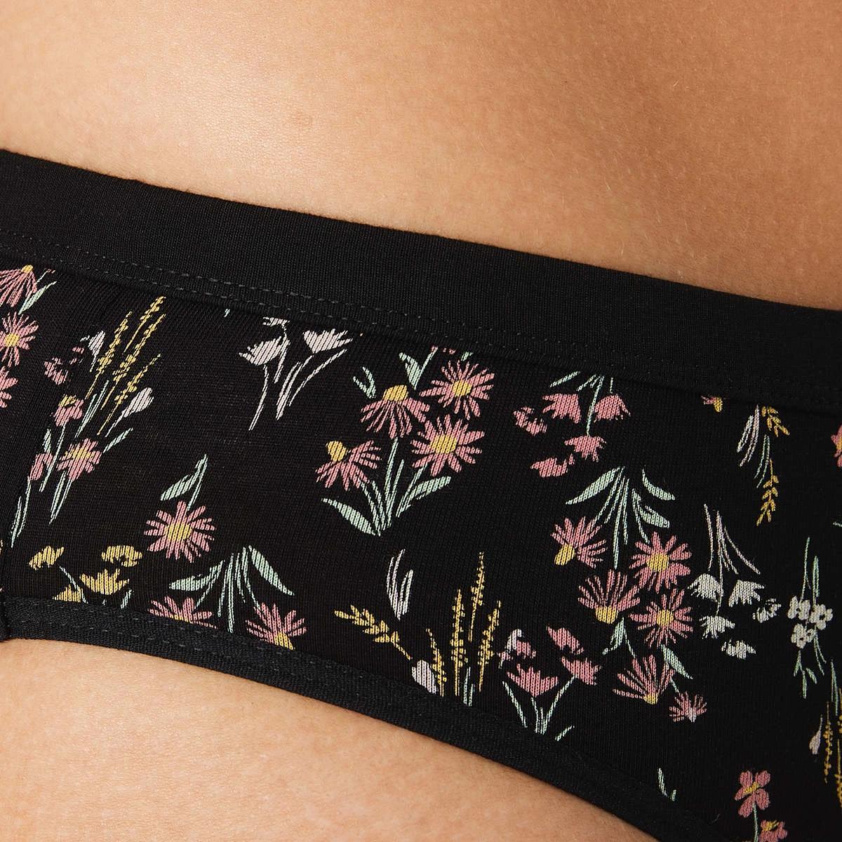 4 Comfort Top Bikini Briefs FLORAL BLACK, 4 of 4