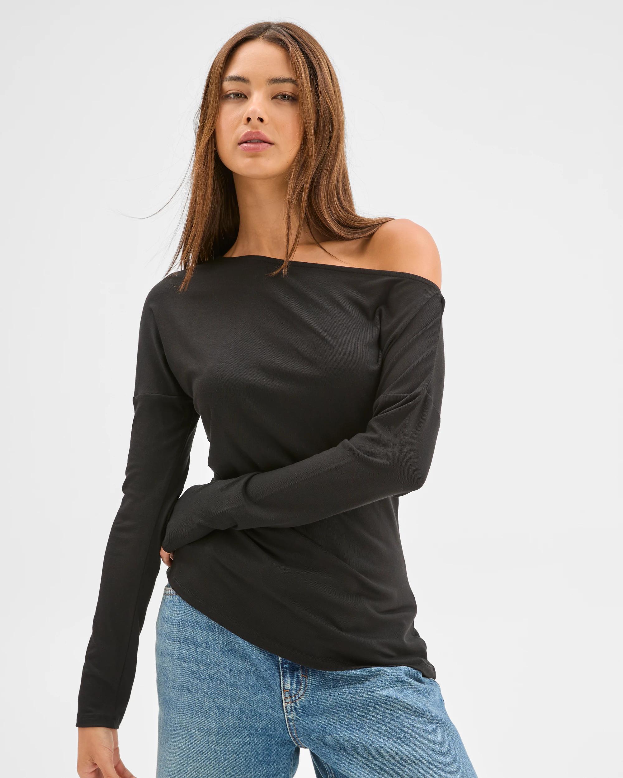 2 Lily Loves Asymmetrical Top BLACK, 2 of 5