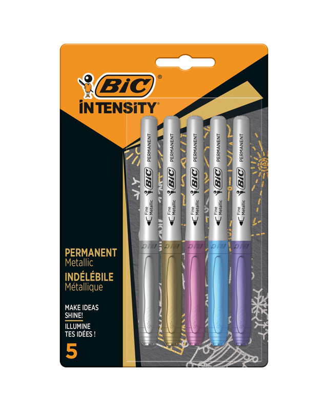 5 Pack BIC Intensity Permanent Metallic Mar
