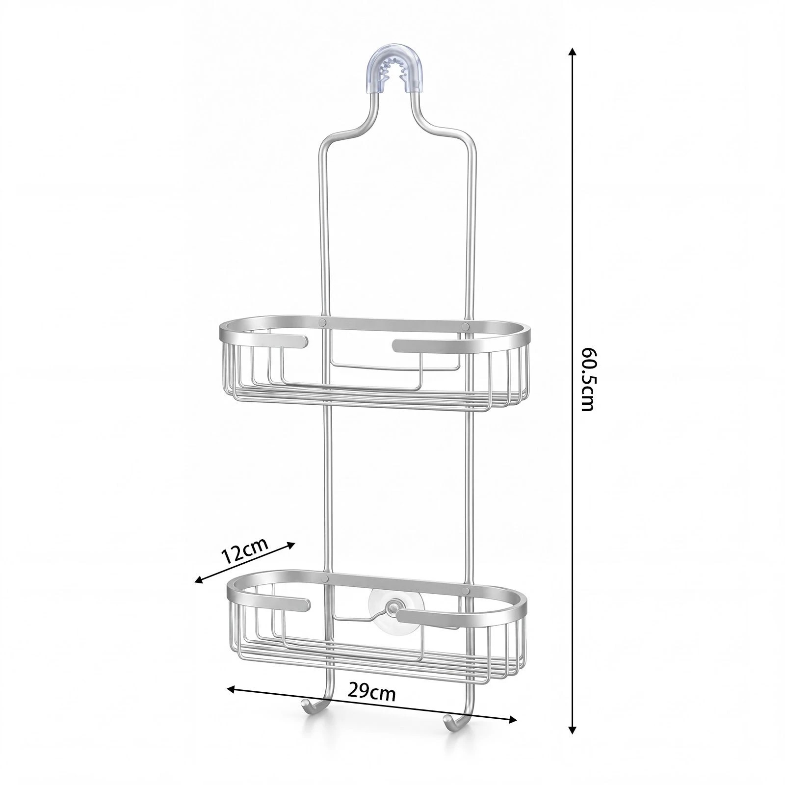 3 Ausway Aluminium Hanging Shower Caddy Over the Showerhead Organiser Rustproof Baskets, 3 of 7