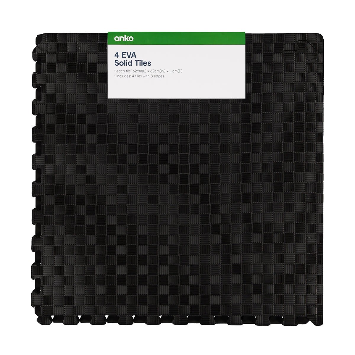 4 4 Pack EVA Solid Floor Tiles - Black, 4 of 5