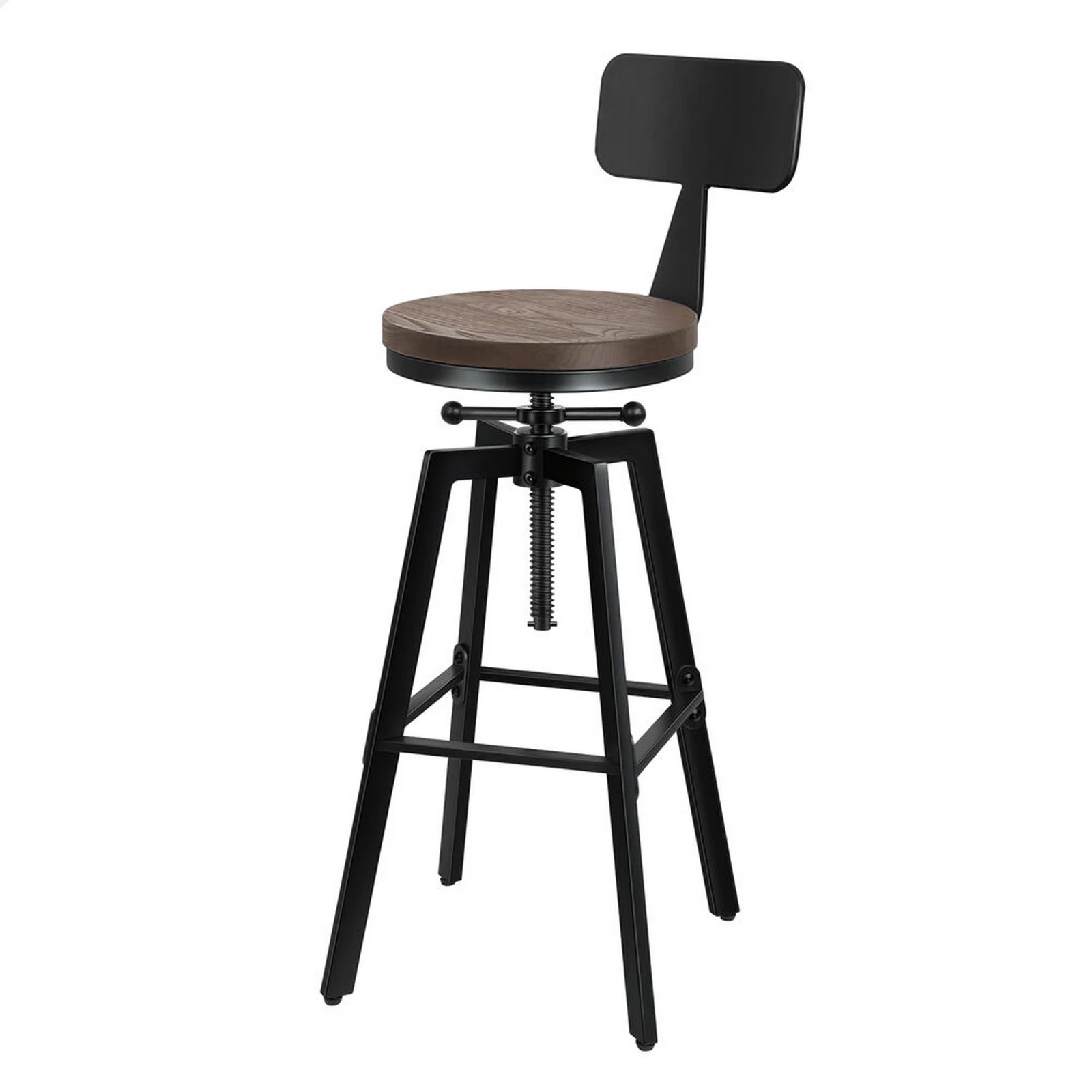 1 Alfordson 1x Bar Stool Retro Kitchen Vintage Chair Industrial Backrest Ezra - Black, 1 of 10