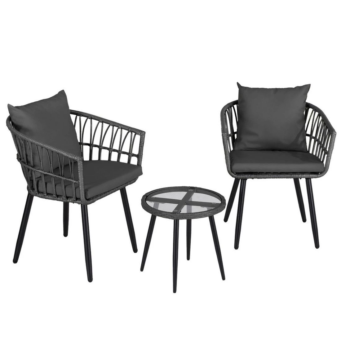 3 Gardeon 3PC Outdoor Bistro Set Patio Furniture Lounge Setting Table and Chairs - Grey, 3 of 6