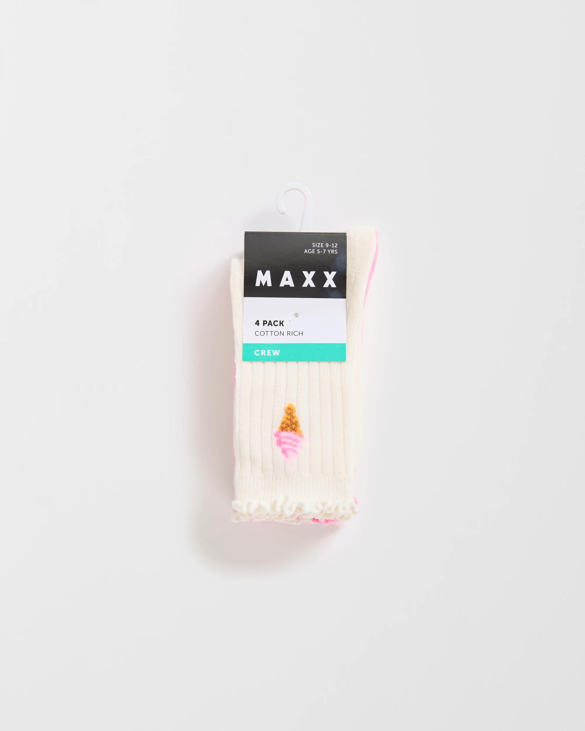 3 Maxx 4 Pack Big Girls Textured Crew Socks ICONS, 3 of 3