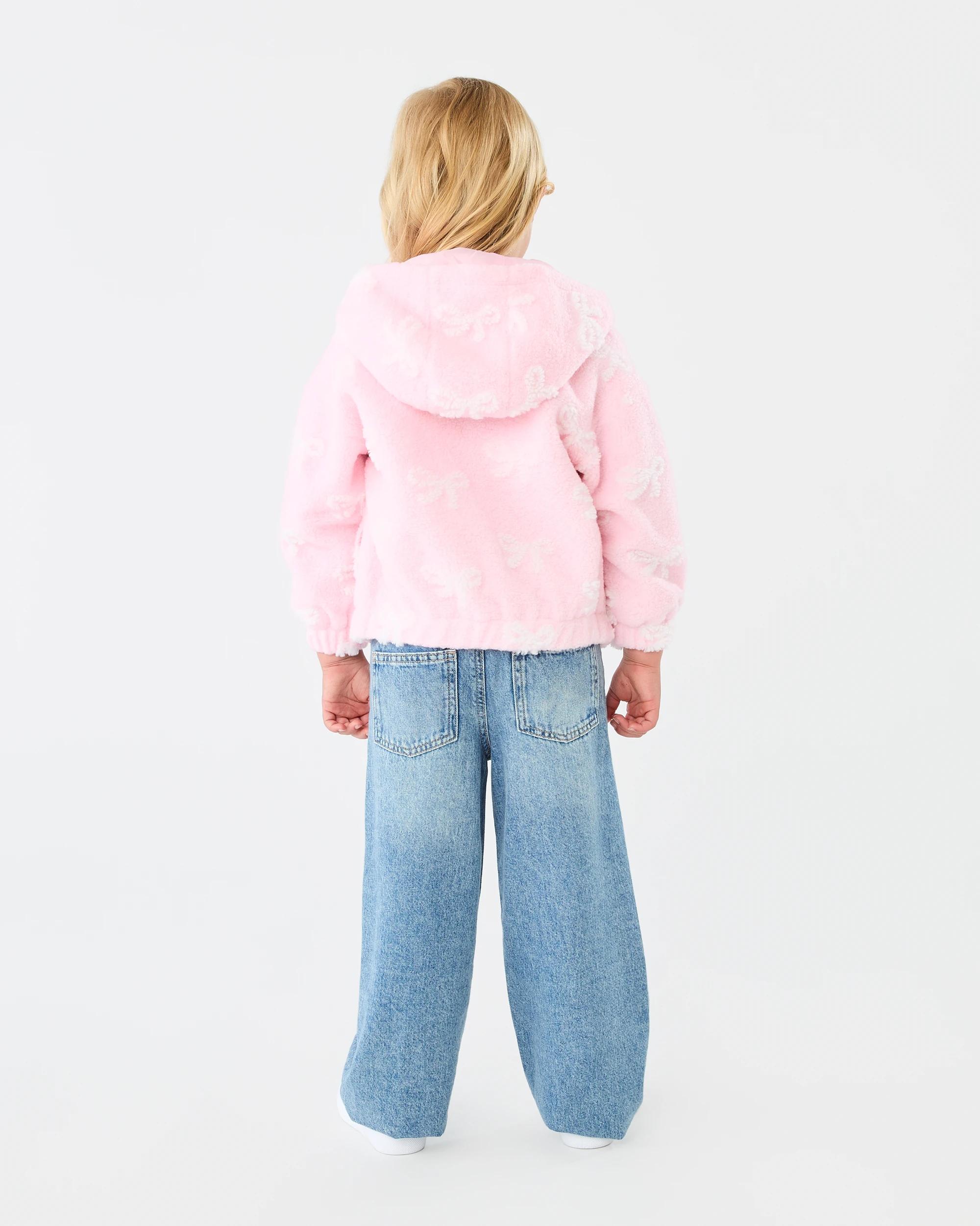 7 Sherpa Lined Zip Through Hoodie Pink Bow, 7 of 7