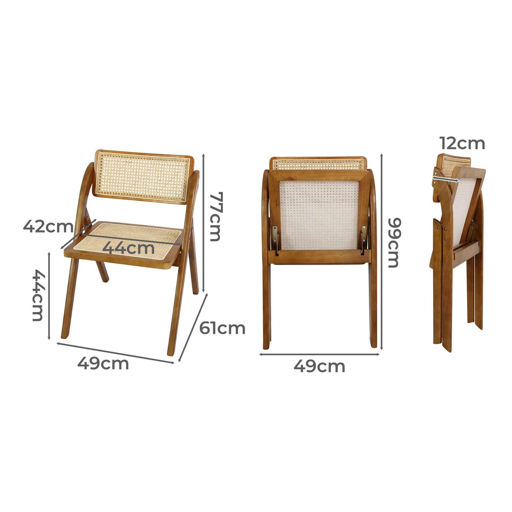 3 Levede 1 Set Of 4 Foldable Accent Rattan Dining Chairs - Walnut, 3 of 7