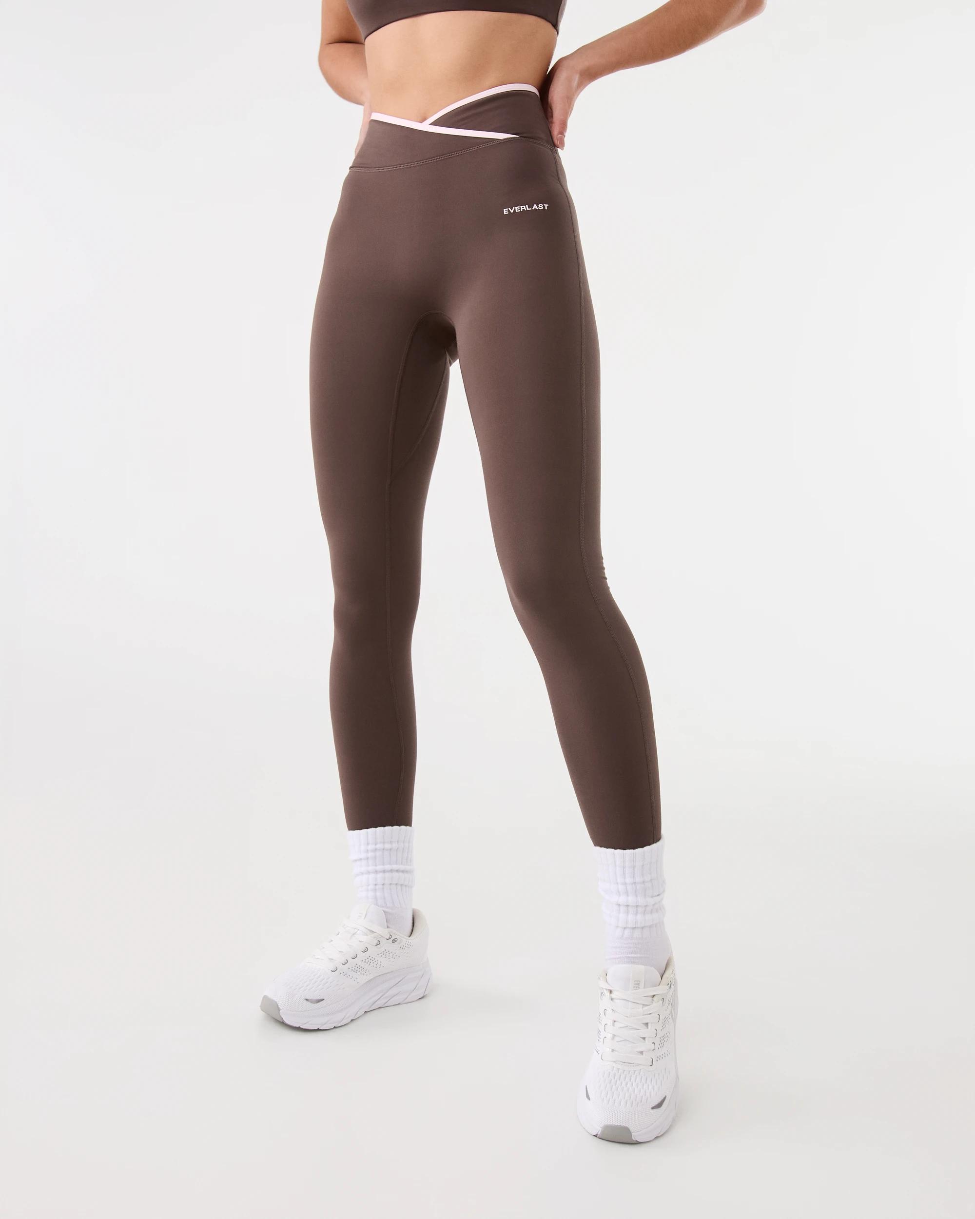 1 Everlast Womens Cross Front Leggings Choc, 1 of 7