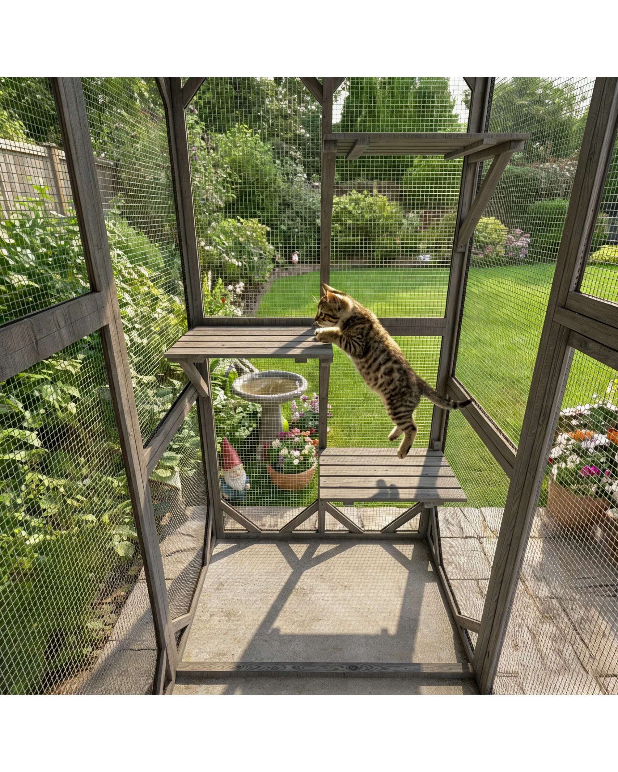 6 Advwin Extra Large Wooden Cat Cage Pet Cat Bird Shelter Condo Kitten Cage House, 6 of 9