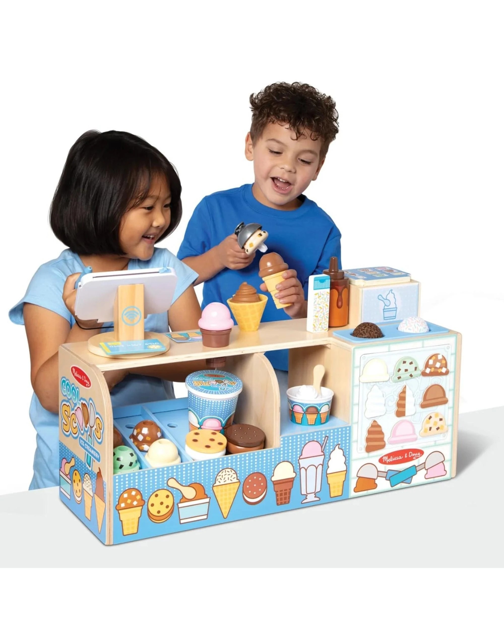 3 Melissa and Doug Cool Scoops Ice Creamery Wooden Play Set, 3 of 7