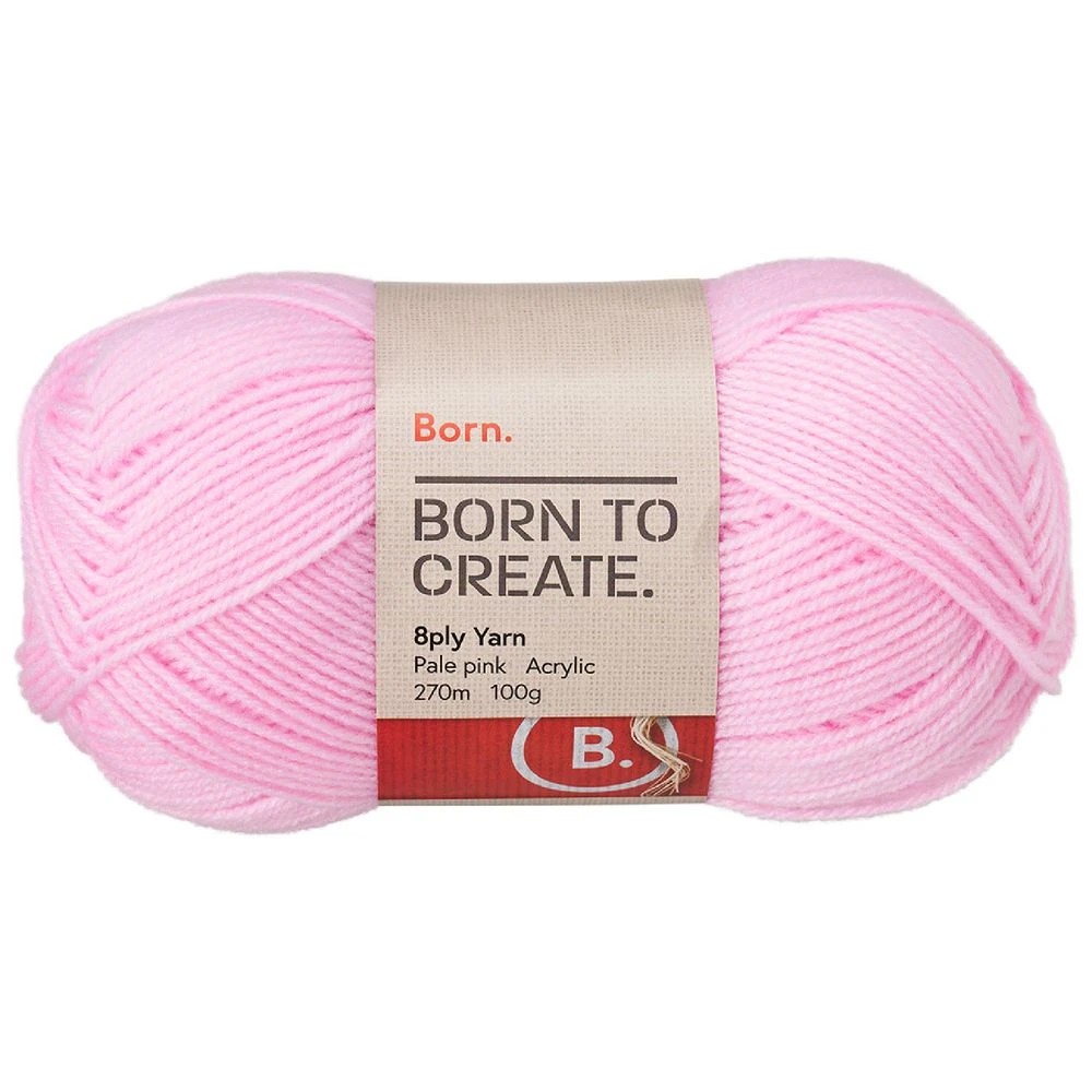 1 Born 8 Ply Yarn 100g Pale Pink, 1 of 3