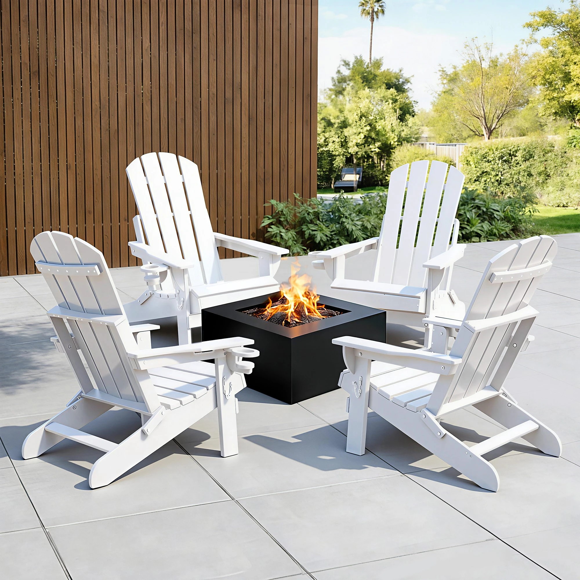 8 Gardeon Outdoor Chairs Folding Adirondack Beach Chair HDPE Sun Lounge Patio Furniture Garden - White, 8 of 9