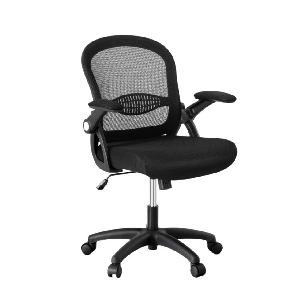 1 Artiss Mesh Office Chair Computer Gaming Desk Chairs Work Study Mid Back - Black, 1 of 5