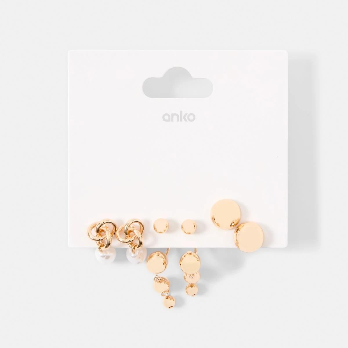 5 3 Pack Dainty Drop Earrings - Gold Tone Gold, 5 of 5