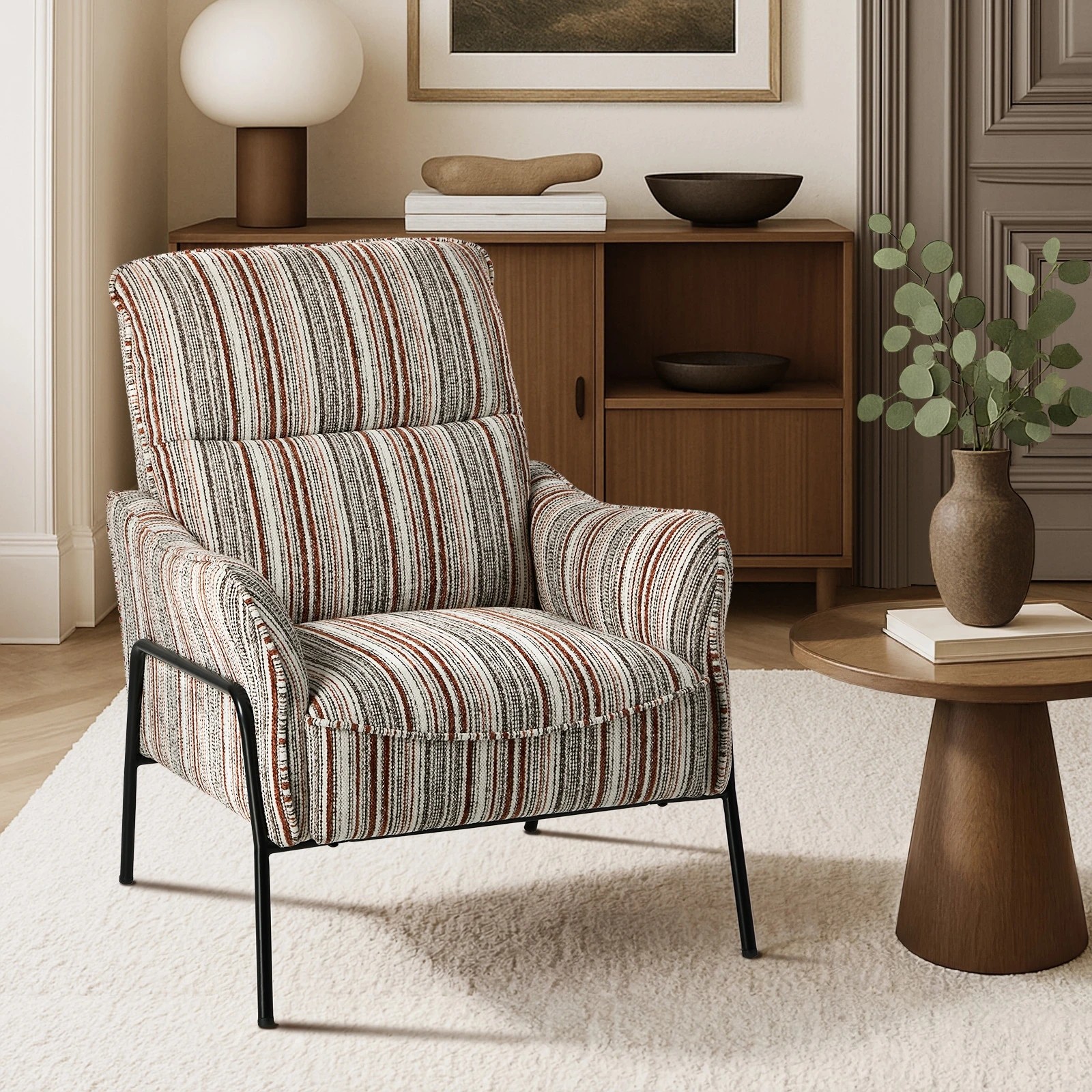 3 Oikiture Armchair Chenille Fabric Lounge Chair Accent Chair - Brown, 3 of 10