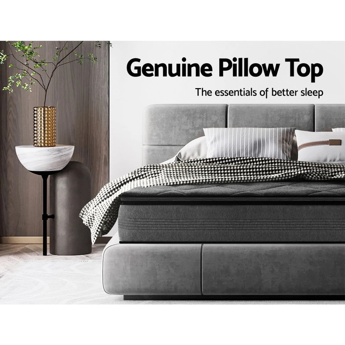 4 Giselle Bedding 18cm Mattress Pillow Top Double - Double Bed - Grey, 4 of 7