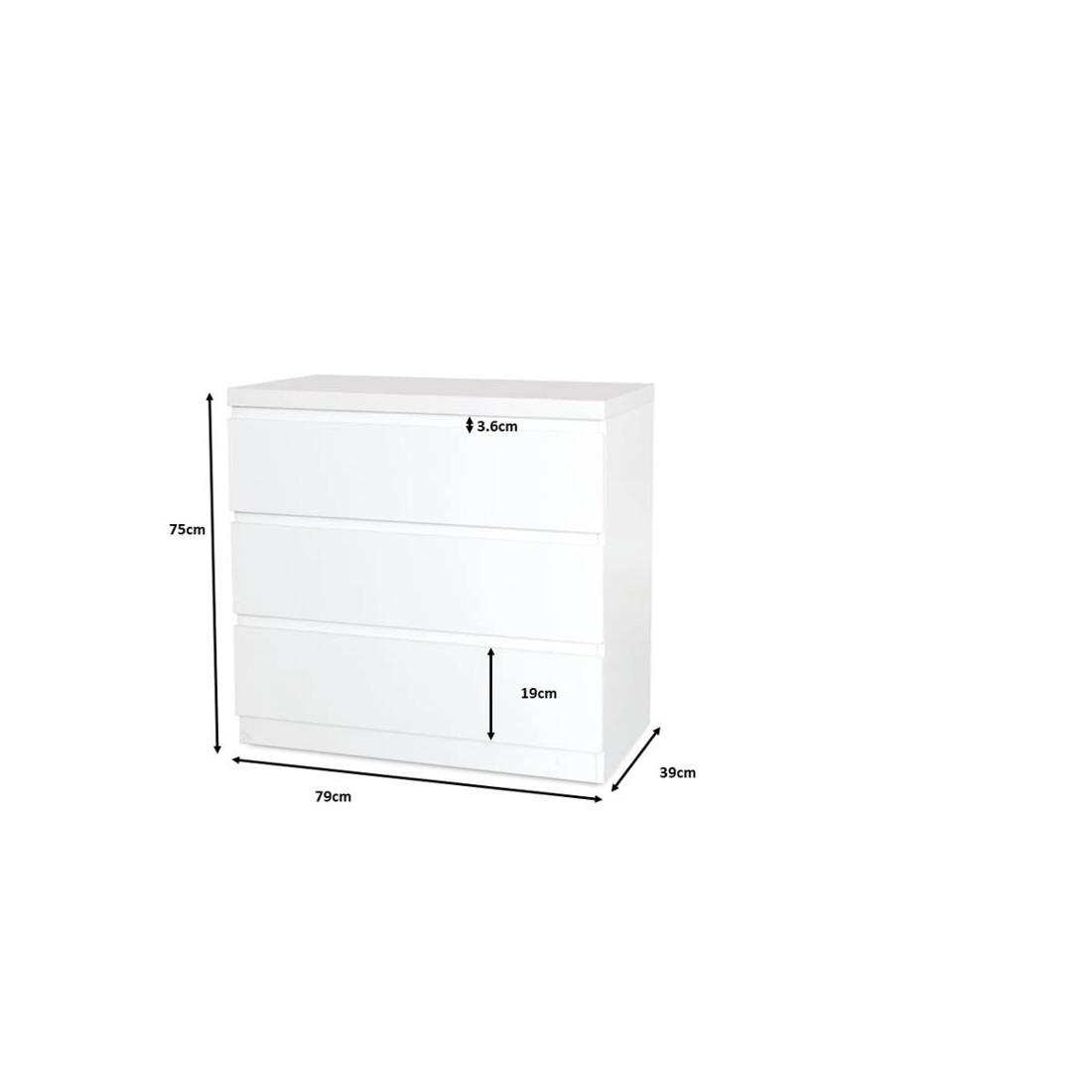 10 3 Drawer Unit - White, 10 of 10