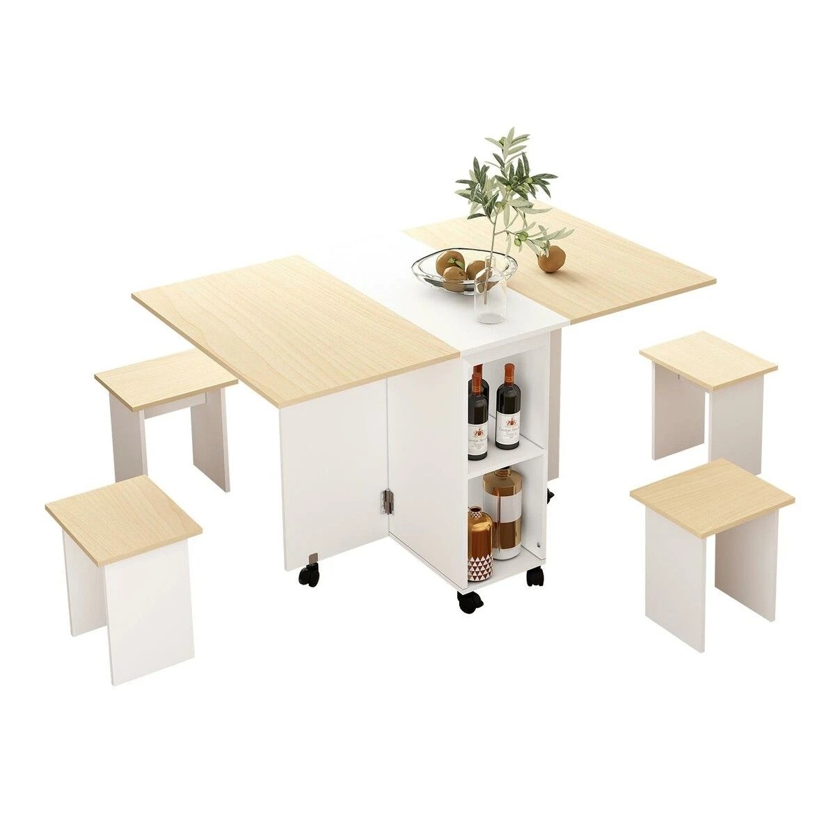 5 LUXSUITE Folding Dining Table Set 4 Chairs Extendable, 5 of 6