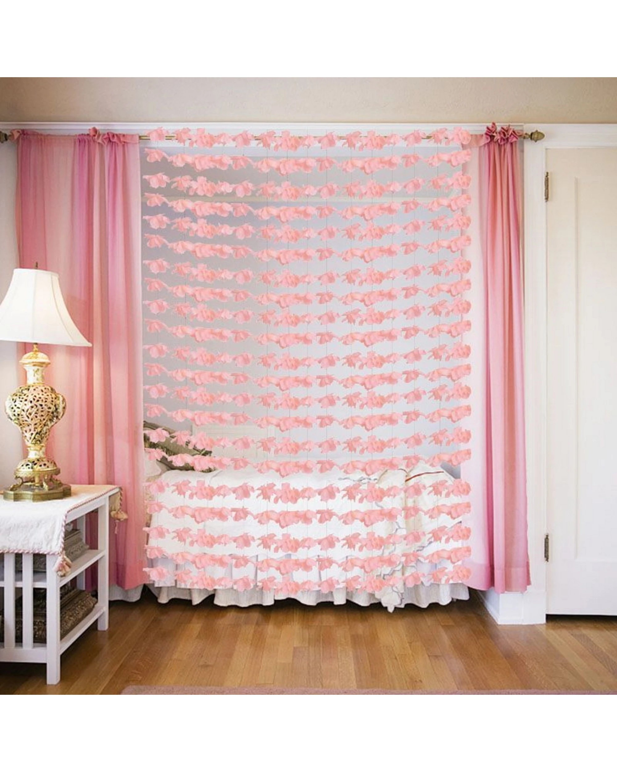 2 Party Maker Coral Fabric Flower Curtain, 2 of 3