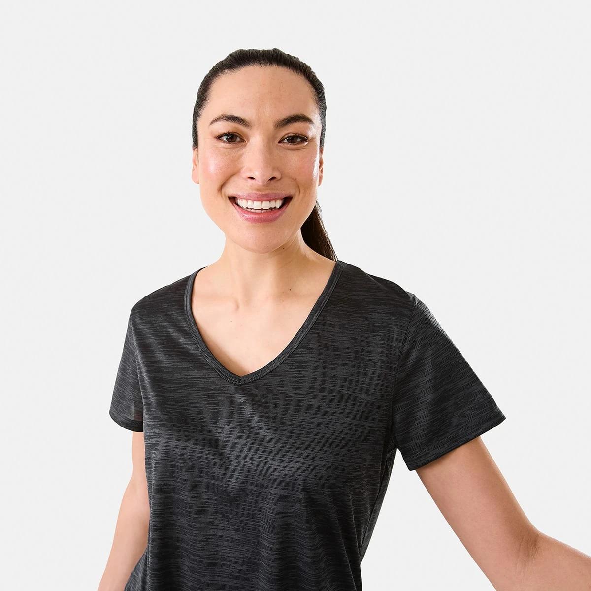 4 Active Womens Short Sleeve Core V-Neck T-shirt BLACK INDIA INK, 4 of 5