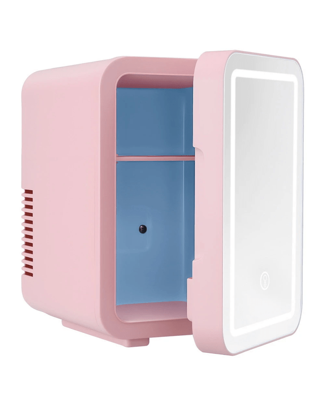 Glacio Mini Fridge Skincare Beauty Cooler Warmer LED Mirror 12V 220V Pink - 