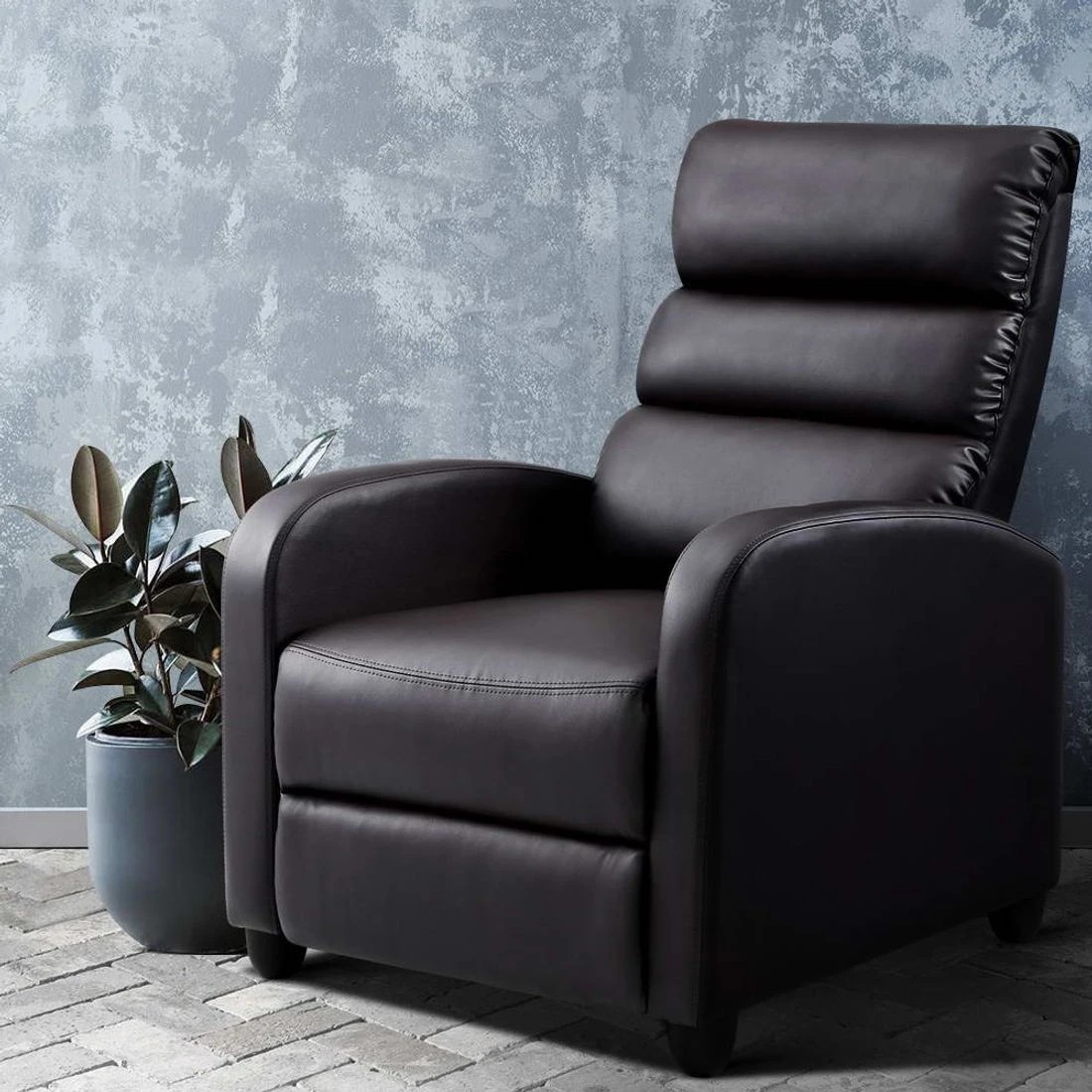 3 Artiss Recliner Armchair Brown Faux Leather
 - brown, 3 of 3