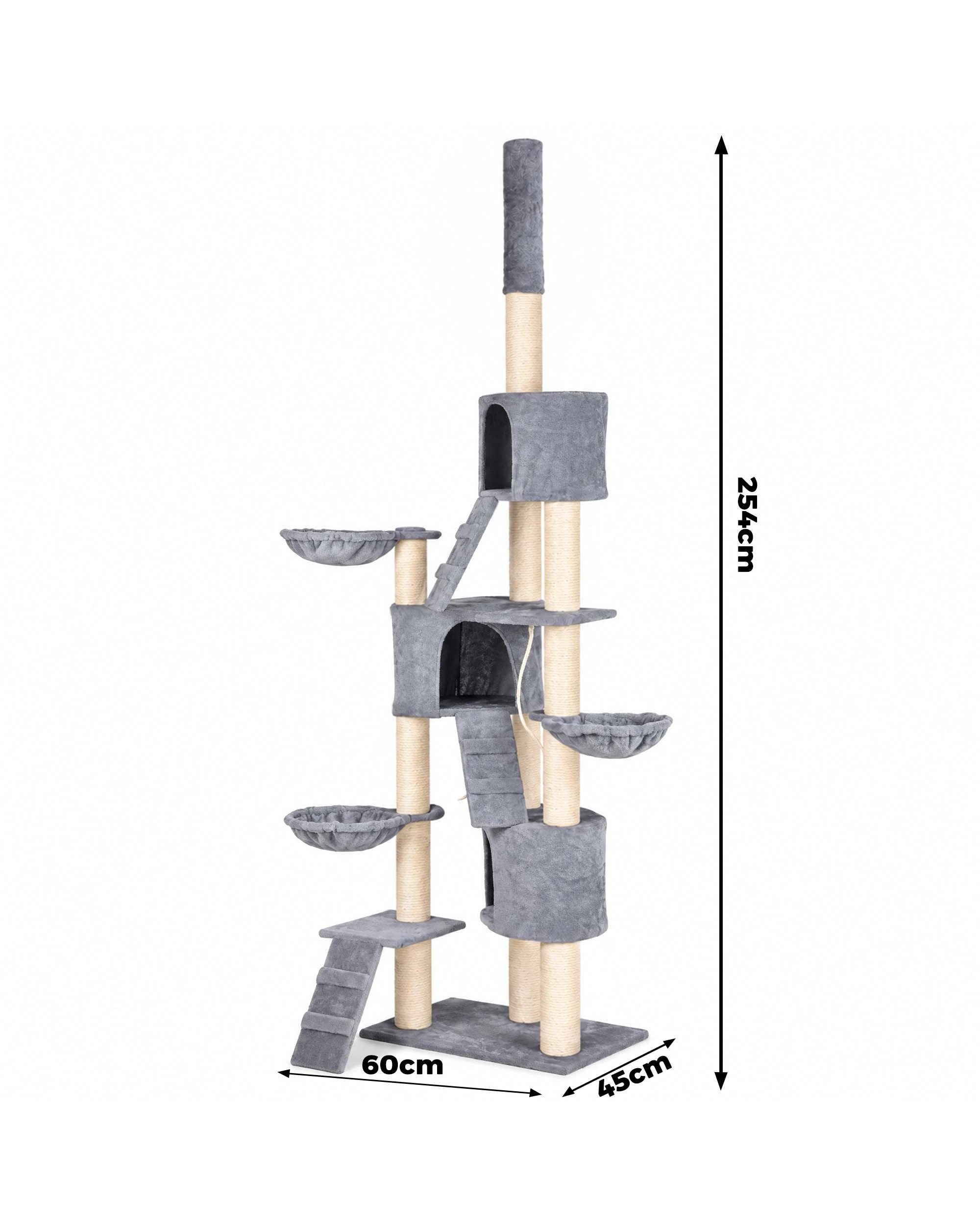 10 Advwin Floor to Ceiling Cat Tree Tower 230-254cm Scratching Post Scratcher Tower Condo House Furniture, 10 of 10