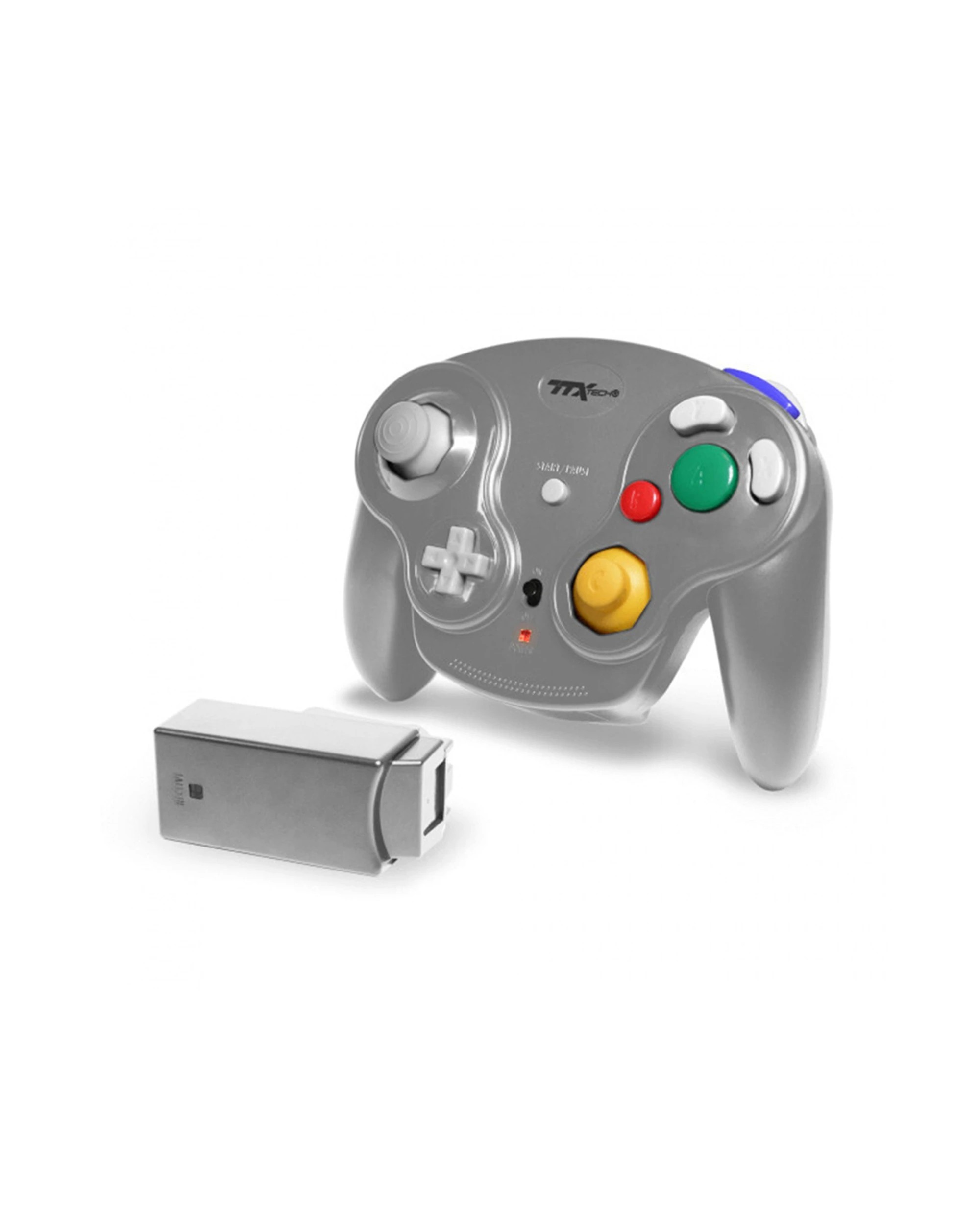 1 TTX-TECH NGC Gamecube Wireless Wavedash 2.4GHz Controller - Rumble Feedback
 - silver, 1 of 3