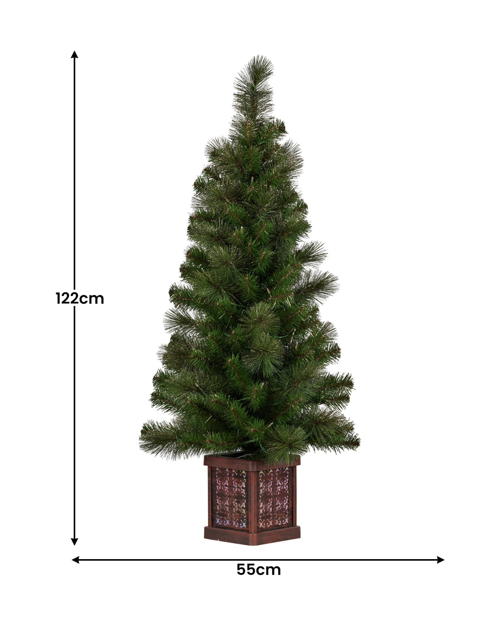 3 Christabelle 4ft Christmas Tree Glittery Gold Pine Foliage Led Multi Lights Xmas Decor, 3 of 7